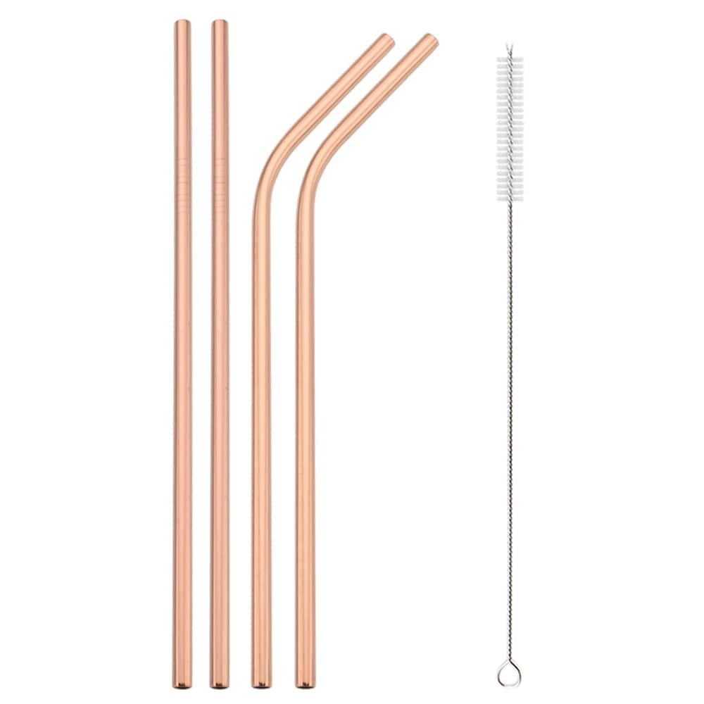 Reusable Drinking Straw 18/10 Stainless Steel Straw Set High Quality Metal Colorful Straw With Cleaner Brush Bar Party Accessory - Quid Mart