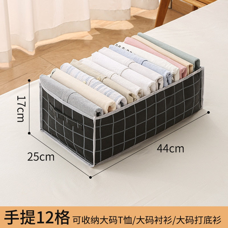 Sweater Clothes Storage Grid Boxes Student Dormitory Wardrobe Closet Drawer Organizer T-shirt Pants Clothing Separation Box - Quid Mart