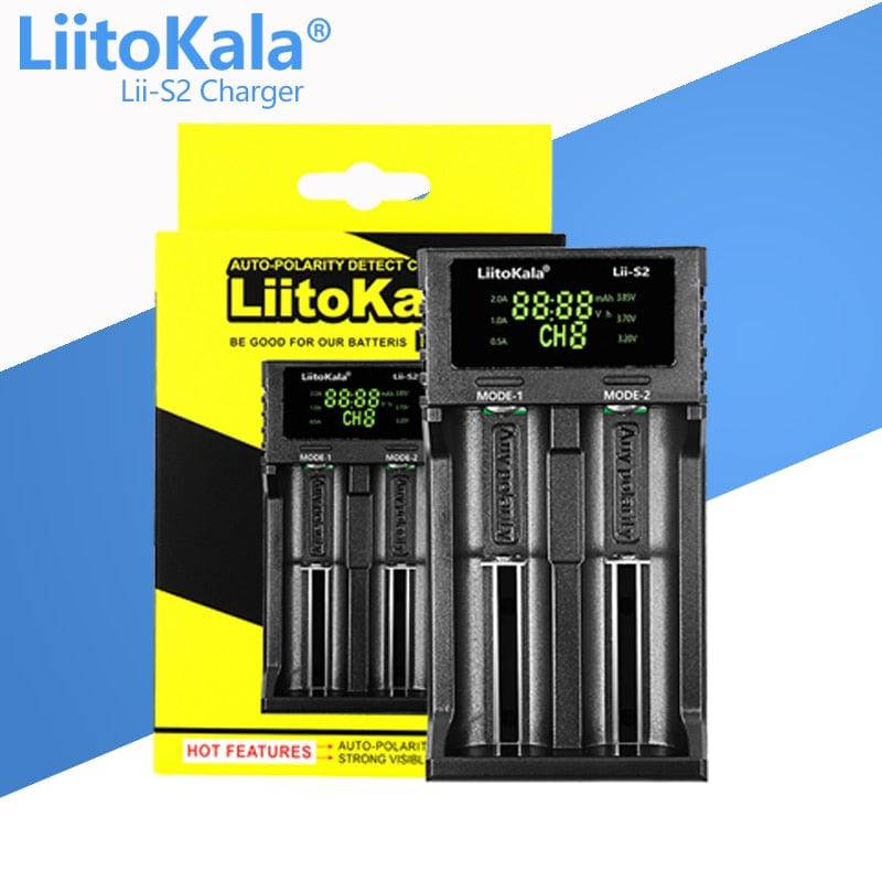 LiitoKala Lii-100 lii-202 Lii-402 Lii-S2 S4 C2 D4 18650 Battery Charger For 26650 16340 14500  LiFePO4 1.2V Ni-MH Ni-Cd smart - Quid Mart