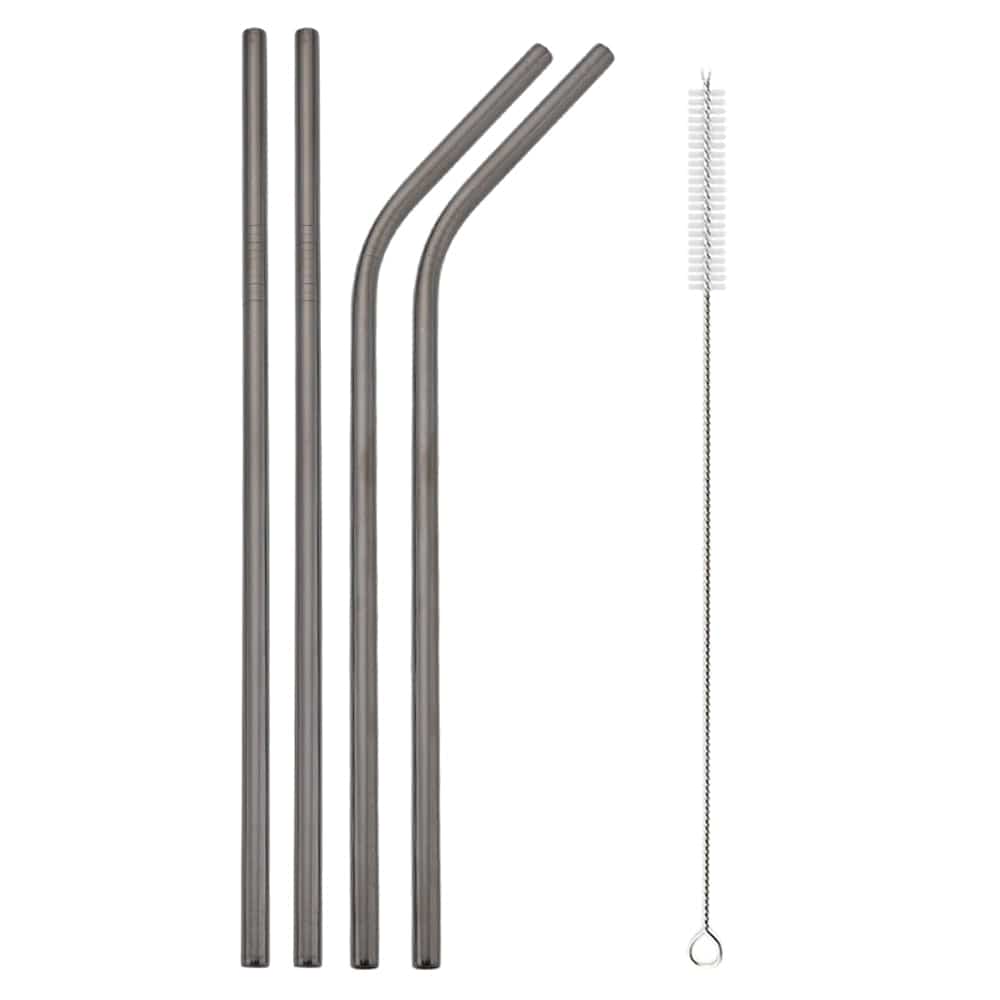 Reusable Drinking Straw 18/10 Stainless Steel Straw Set High Quality Metal Colorful Straw With Cleaner Brush Bar Party Accessory - Quid Mart