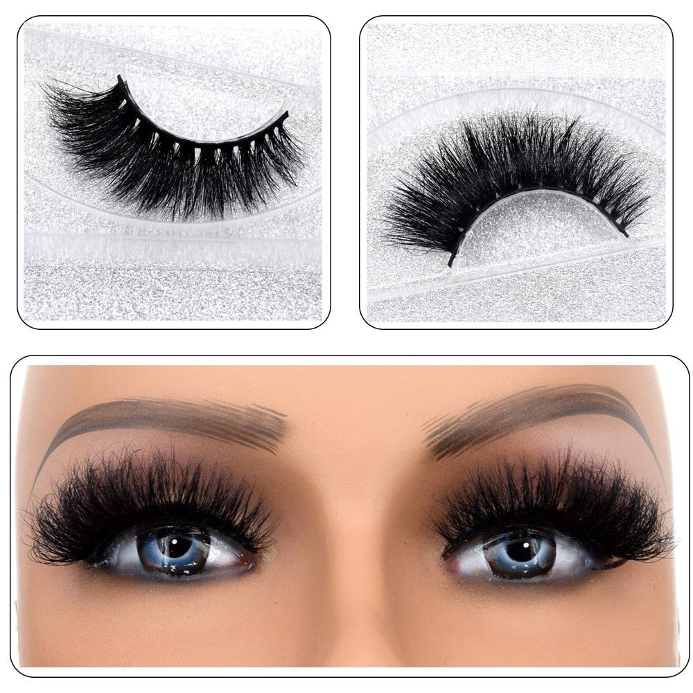 3D Real Mink False Eyelash Strip Mink Lashes Thick Fake False Eyelashes Makeup Beauty Handmade 100% Glitter Packing D101 - Quid Mart