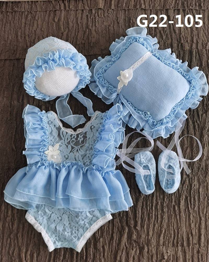 Newborn Baby Photo Props: Lace Romper & Hat Set - Quid Mart