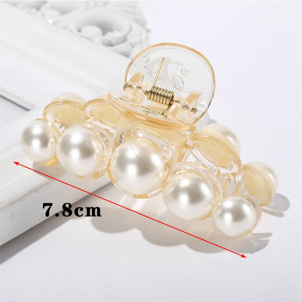 AWATYR Big Pearls Acrylic Hair Claw Clips - Makeup & Styling Barrettes for Women - Quid Mart