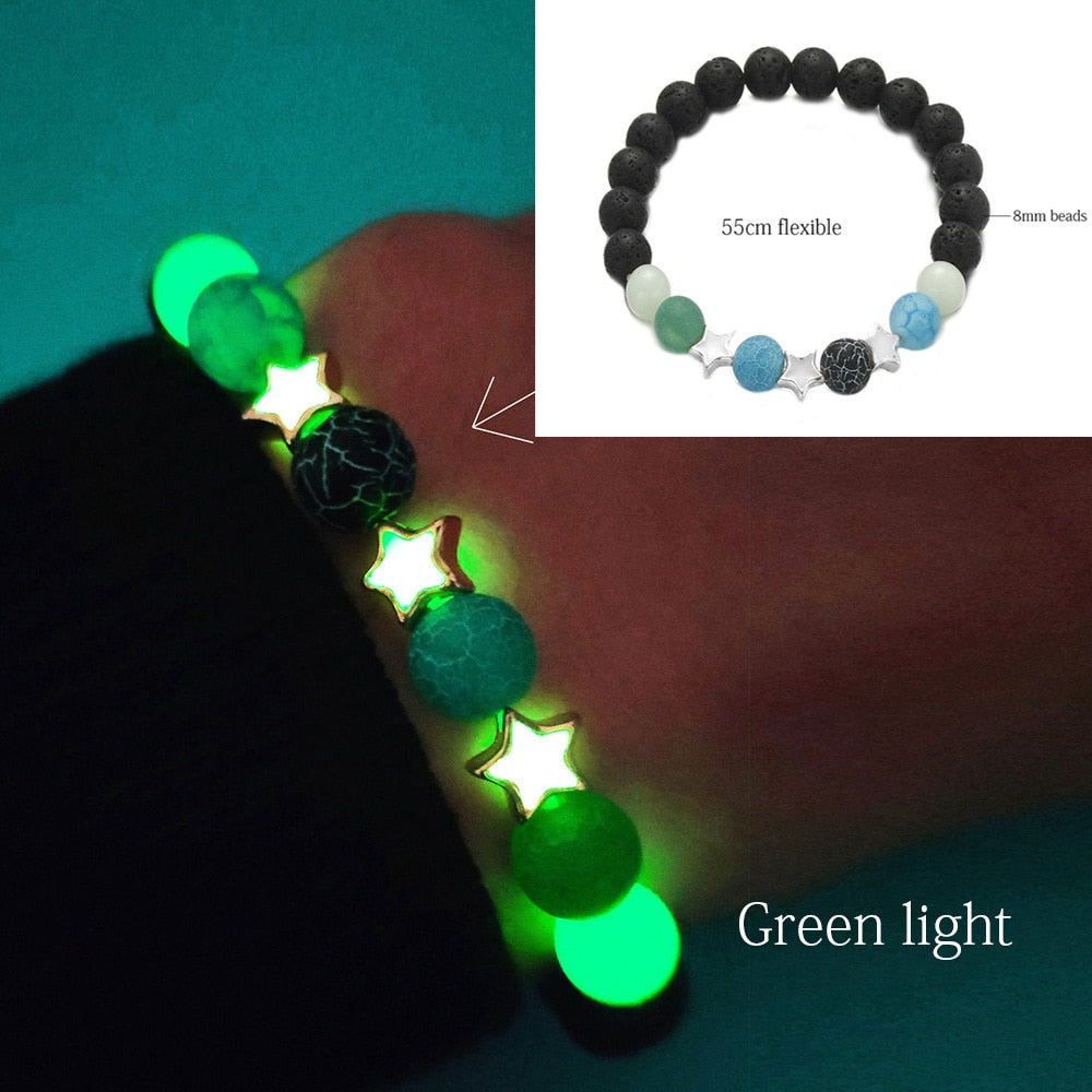 Natural Stone Bracelet Yoga Healing Luminous Glow In The Dark Bracelet Lotus Charm Beads Bracelet for Men Women Prayer Buddhism - Quid Mart