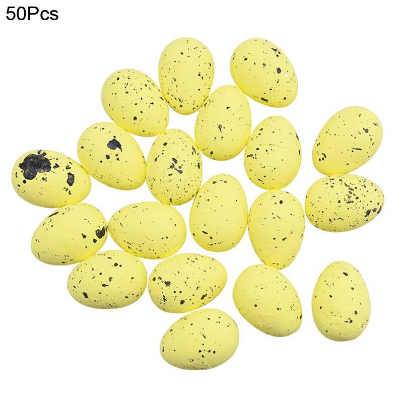20/50Pcs Foam Easter Eggs Happy Easter Decorations Painted Bird Pigeon Eggs DIY Craft Kids Gift Favor Home Decor Easter Party - Quid Mart