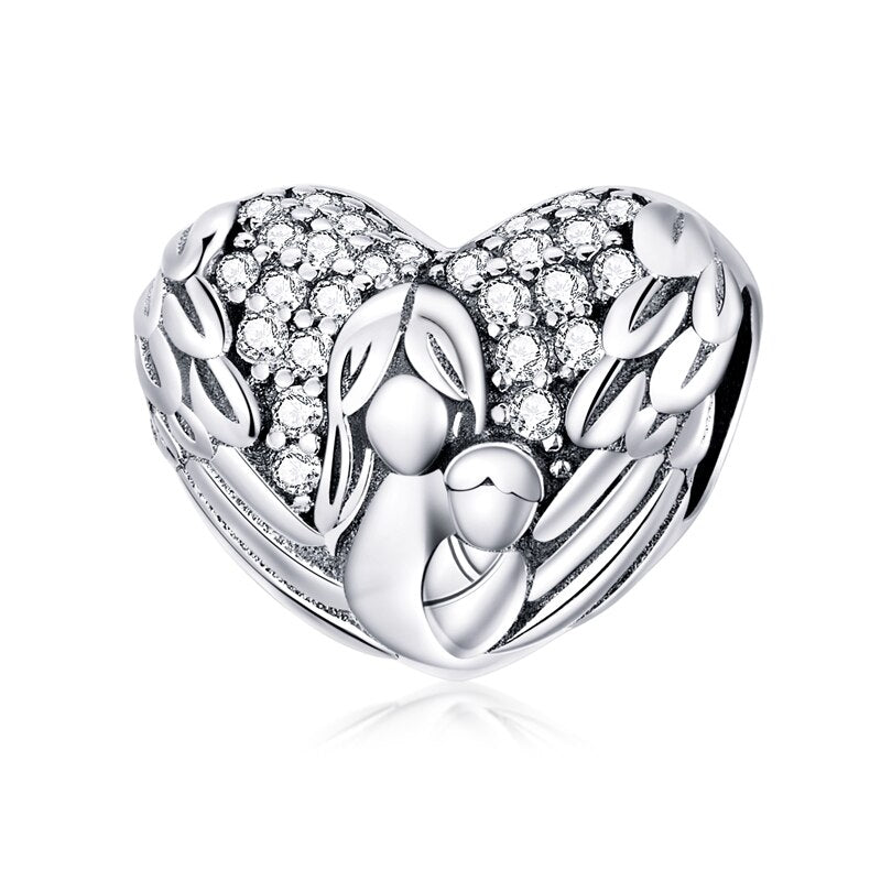 BISAER 925 Sterling Silver Heart Series Charm Bead Colorful Zircon Pendant Fit Family Mother&#39;s Day Birthday Bracelet DIY Jewelry - Quid Mart