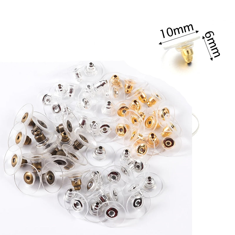 100-500pcs/Lot Rubber Ear Backs Stopper Earnuts Stud Earring Back Supplies For DIY Jewelry Findings Making Accessories Wholesale - Quid Mart