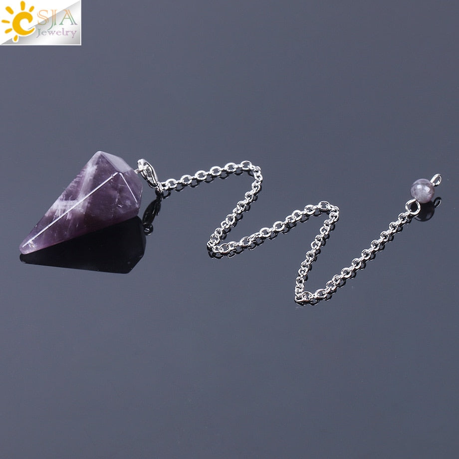 CSJA Healing Crystal Pendulum for Divination Dowsing Pink Quartz Pendulums Natural Gem Stone Reiki Crystal Pendant Pendulos E112 - Quid Mart