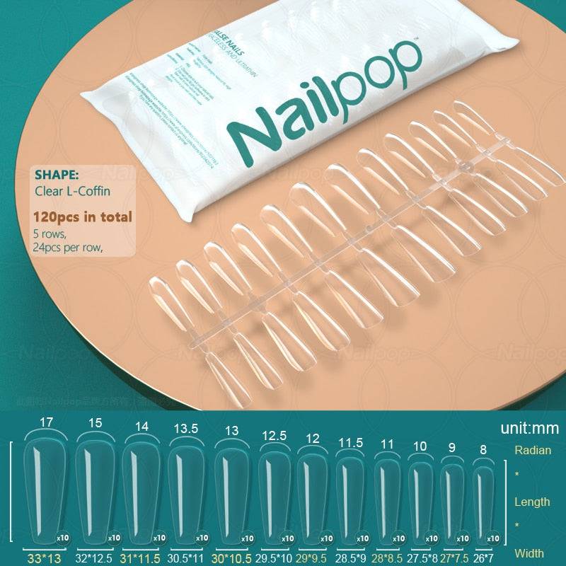 NAILPOP 120pcs False Nails Acrylic Press on Nails Coffin Artificial Nails Clear Fake Nail Tips for Extension Manicure Tool - Quid Mart