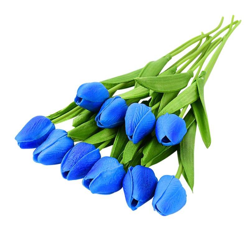 10 Real Touch Tulip Bouquets - PE Fake Flowers for Wedding, Home, and Garden Decor - Quid Mart