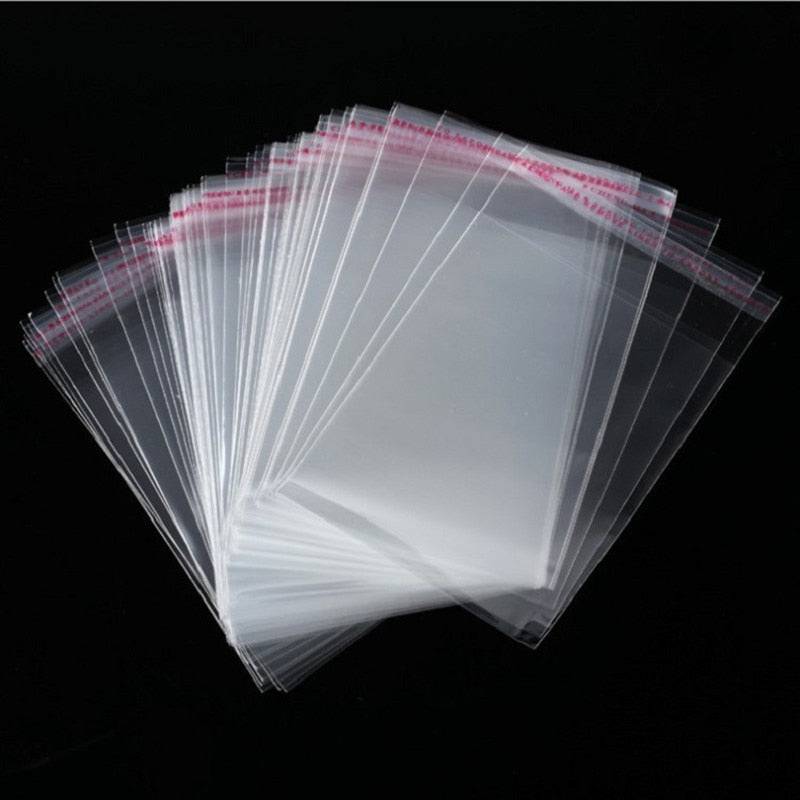 100pcs Multiple Size Clear Self-adhesive Cello Cellophane Bag Self Sealing Small Plastic Bags For Candy Packing Resealable Bags - Quid Mart