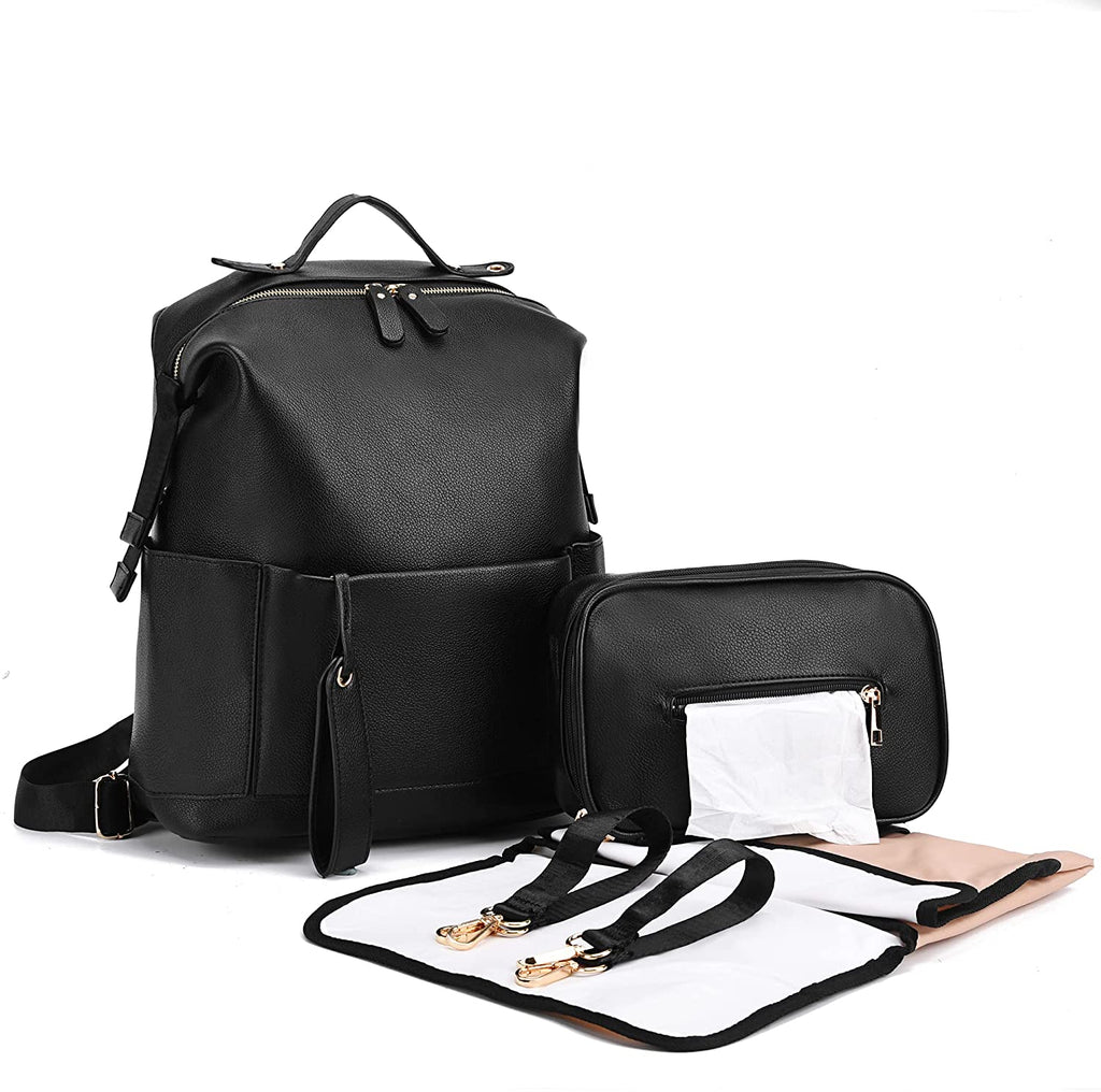 7-in-1 PU Leather Diaper Bag: Stylish, Spacious, and Versatile - Quid Mart