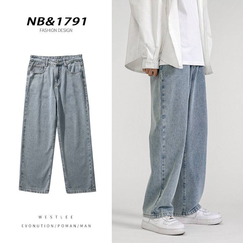 2023 Korean Unisex Baggy Jeans - Wide-Leg Style - Quid Mart