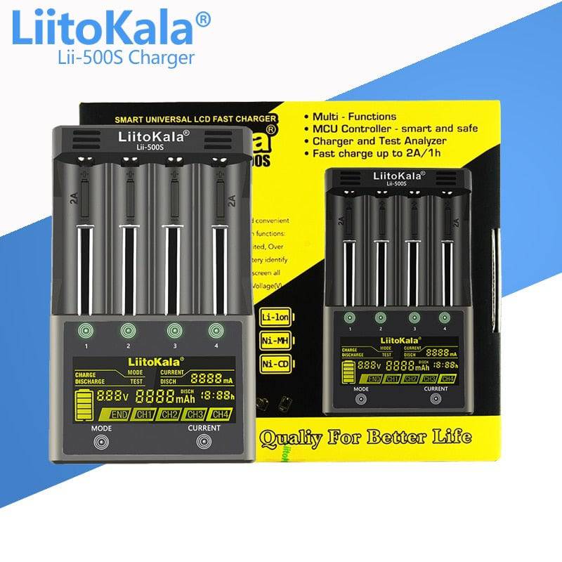 LiitoKala Lii-500 Lii-600 Lii-S8 Lii-PD4 Lii-PD2 LCD 3.7V/1.2V 18650/26650/16340/14500/18500 Battery Charger with screen - Quid Mart