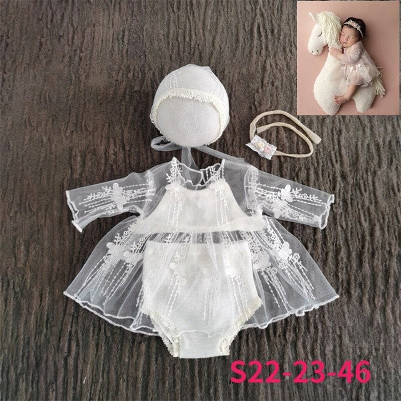 Newborn Baby Photo Props: Lace Romper & Hat Set - Quid Mart