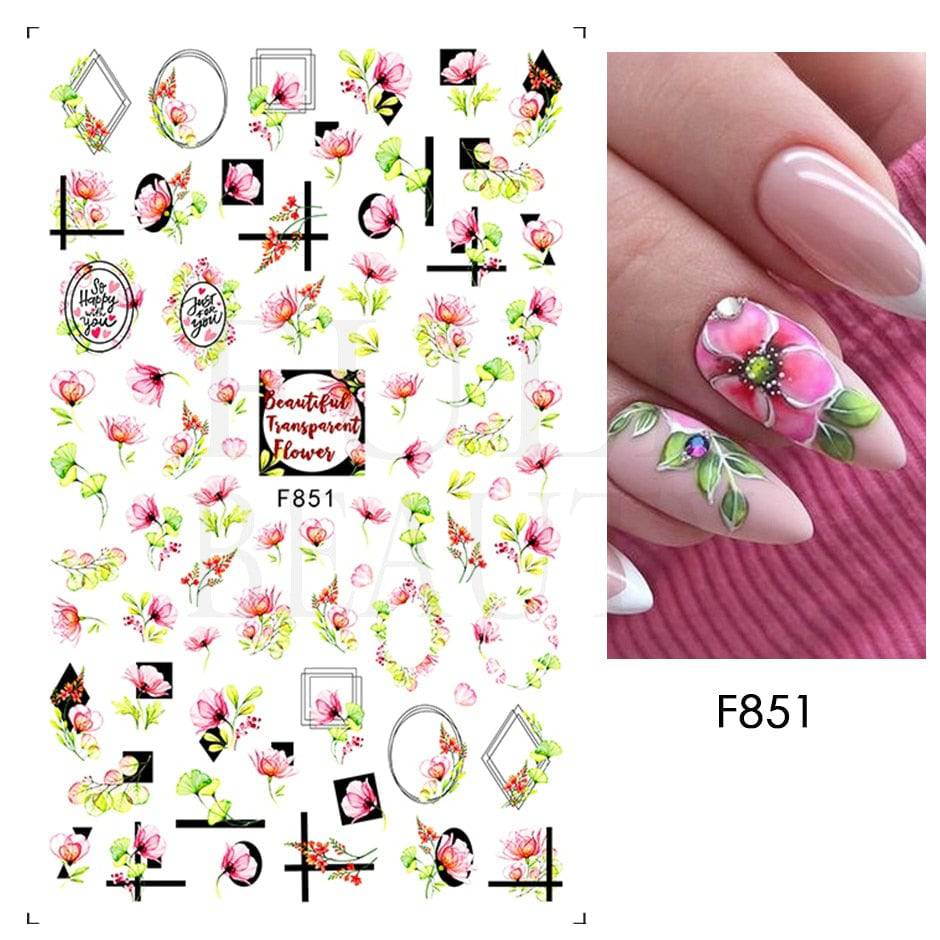 1pcs 3D Nail Sticker Black Heart Love Self-Adhesive Slider Letters Nail Art Decorations Stars Decals Manicure Accessories GLF740 - Quid Mart