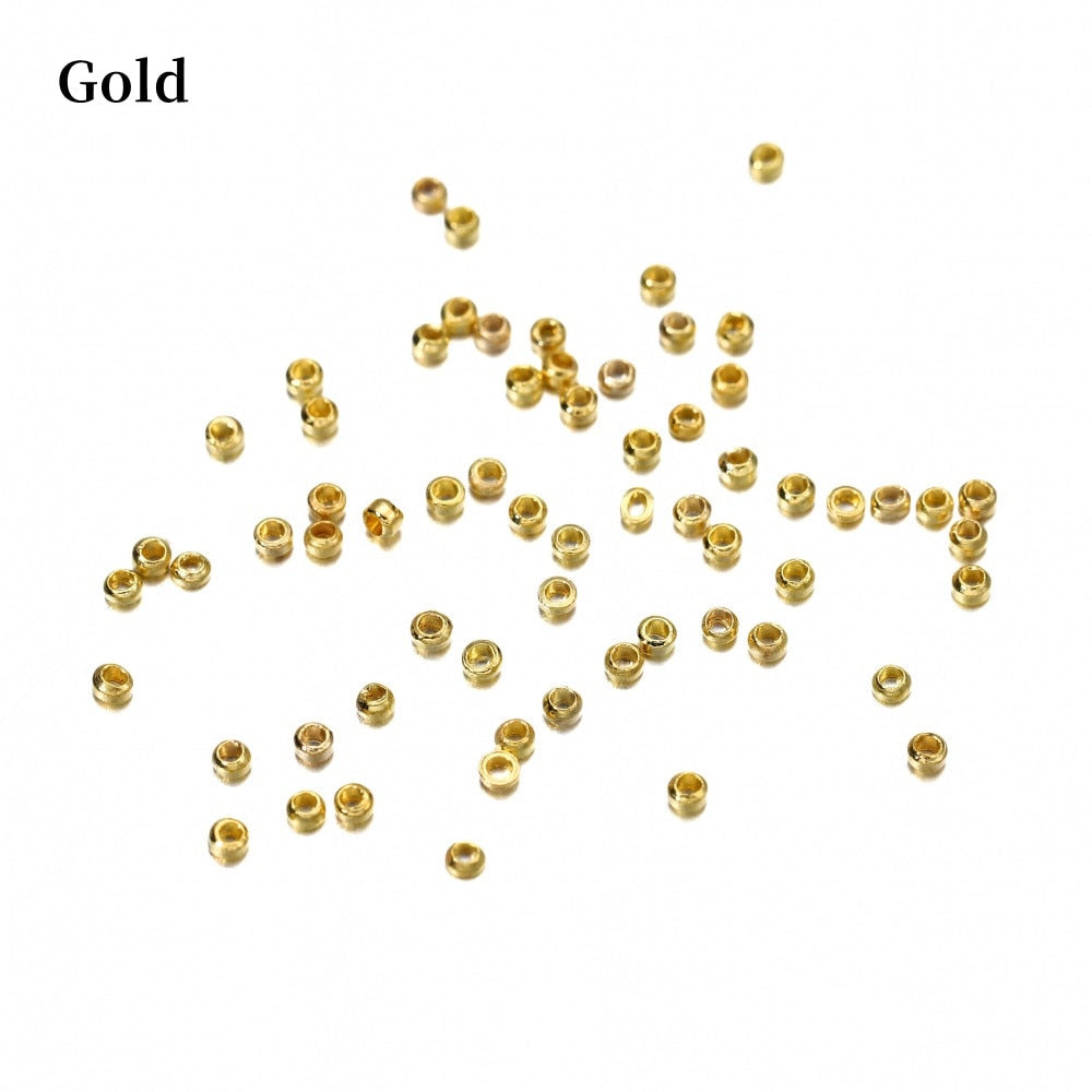 100-500pcs Gold Copper Ball Crimp End Beads, 2-3mm - Quid Mart