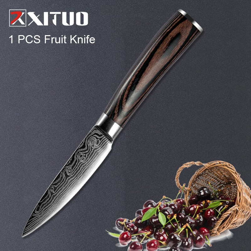 XITUO 1-5PCS set Chef Knife Japanese Stainless Steel Sanding Laser Pattern Knives Professional Sharp Blade Knife Cooking Tool - Quid Mart