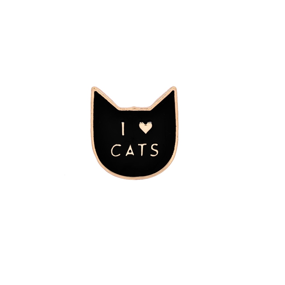 Cartoon Animal Brooches Black White Couple Cat Fish Bone Enamel Pins Clothes Collar Lapel Pin Bag Metal Badges Jewelry For Lover - Quid Mart