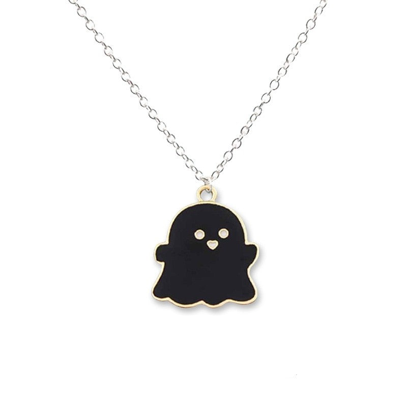 Cute Black And White Ghost Pendant Necklaces For Women Men Best Friend Lovely Ghost Pendant Couple Necklace Fashion Jewelry - Quid Mart