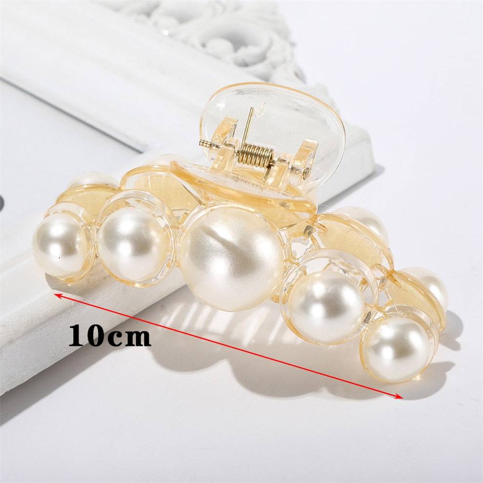 AWATYR Big Pearls Acrylic Hair Claw Clips - Makeup & Styling Barrettes for Women - Quid Mart