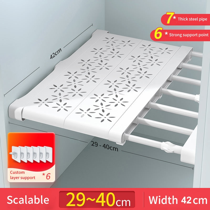 Joybos Cloths Shelves Closet Wardrobe Organizers Storage Shelves Racks Telescopic Shelves Wall Mounted Racks - Quid Mart