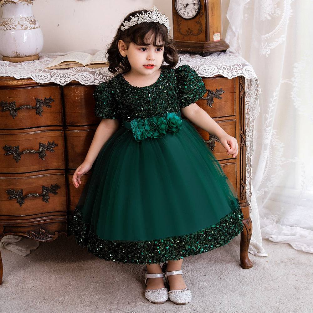 Infant Sequin Bow Baptism Dress - Christening & Birthday Gown - Quid Mart