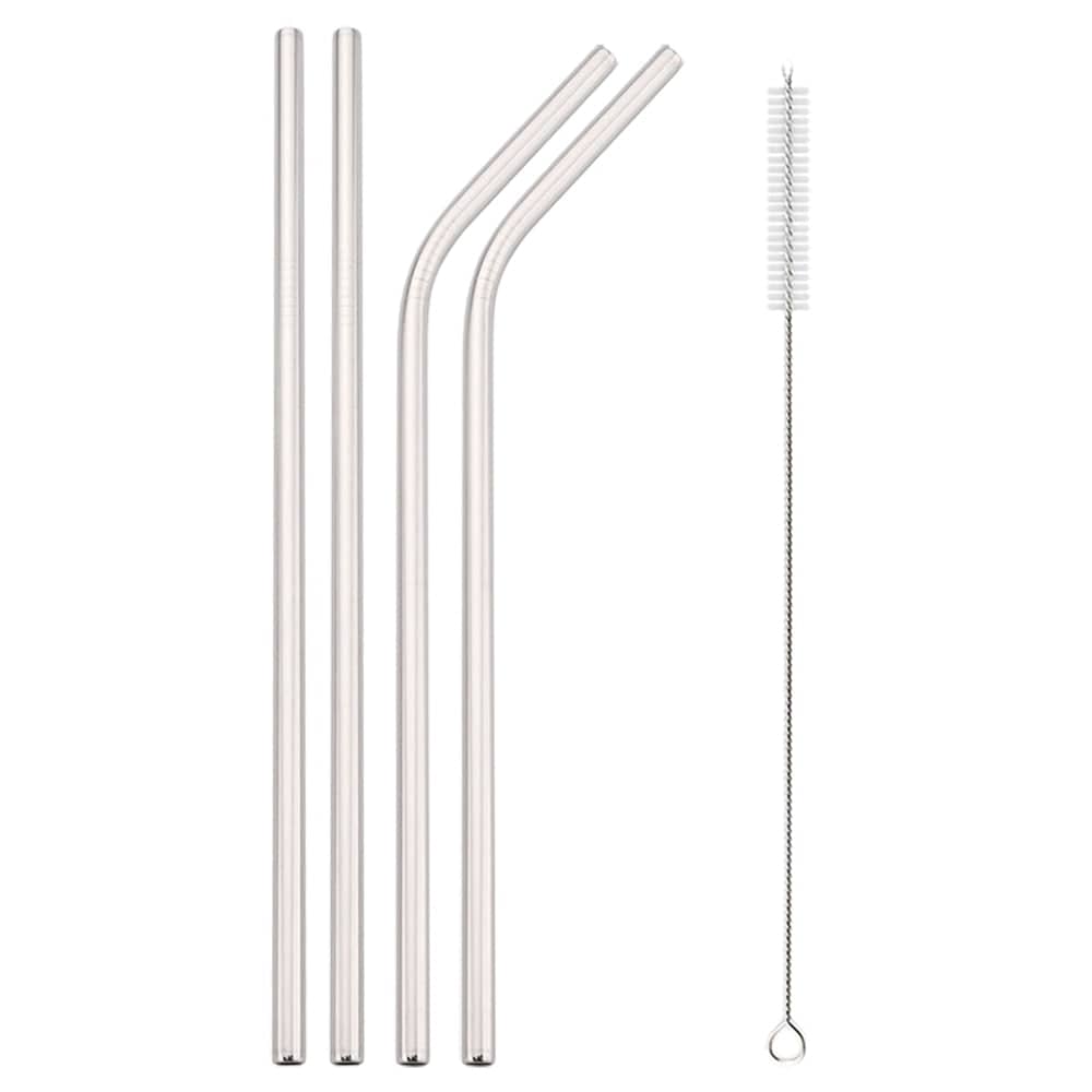 Reusable Drinking Straw 18/10 Stainless Steel Straw Set High Quality Metal Colorful Straw With Cleaner Brush Bar Party Accessory - Quid Mart