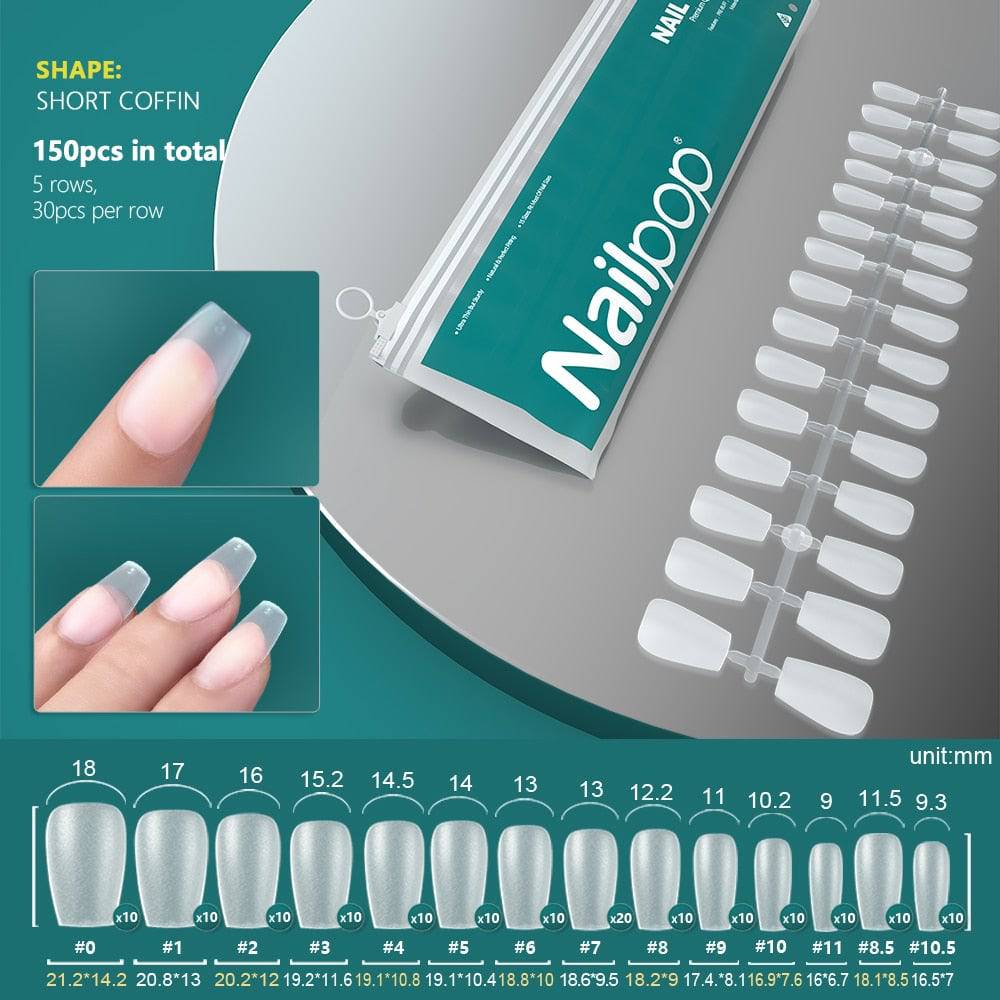 NAILPOP 120pcs False Nails Acrylic Press on Nails Coffin Artificial Nails Clear Fake Nail Tips for Extension Manicure Tool - Quid Mart