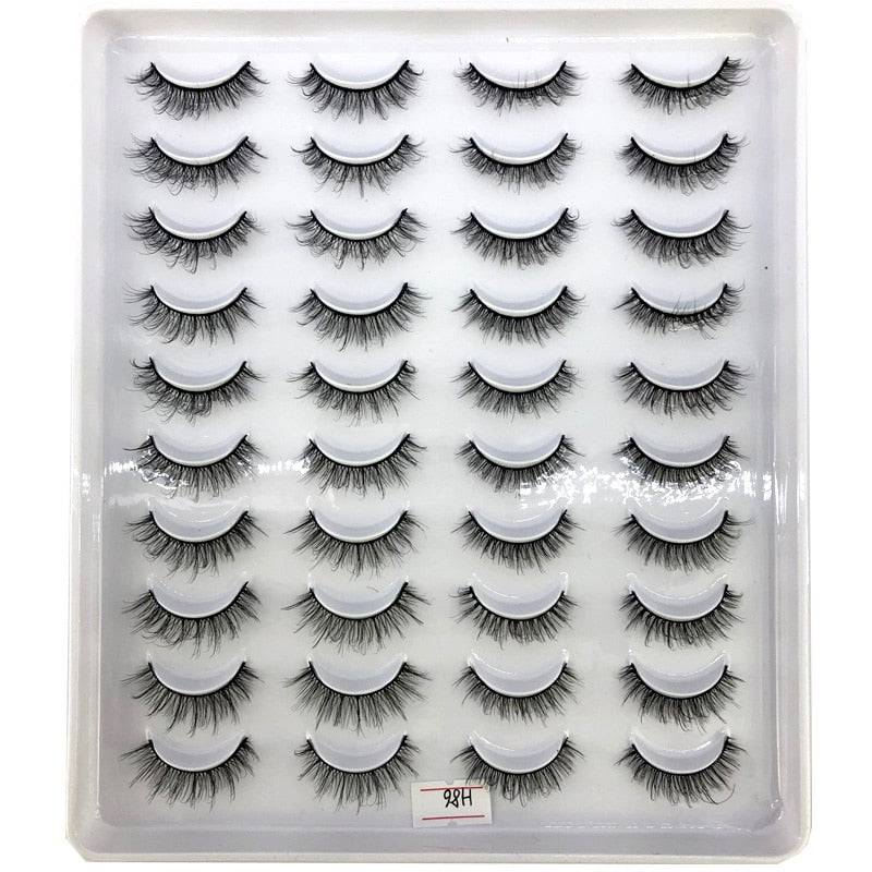New 20 pairs natural false eyelashes fake lashes long makeup 3d mink eyelashes eyelash extension mink eyelashes for beauty - Quid Mart