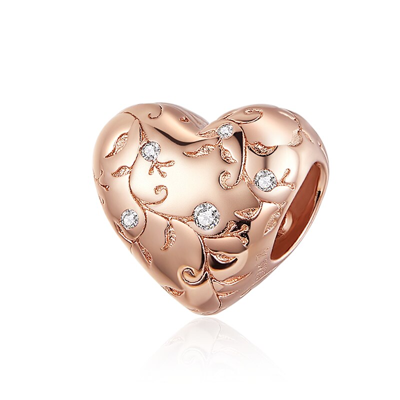 BISAER 925 Sterling Silver Heart Series Charm Bead Colorful Zircon Pendant Fit Family Mother&#39;s Day Birthday Bracelet DIY Jewelry - Quid Mart