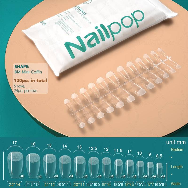 NAILPOP 120pcs False Nails Acrylic Press on Nails Coffin Artificial Nails Clear Fake Nail Tips for Extension Manicure Tool - Quid Mart