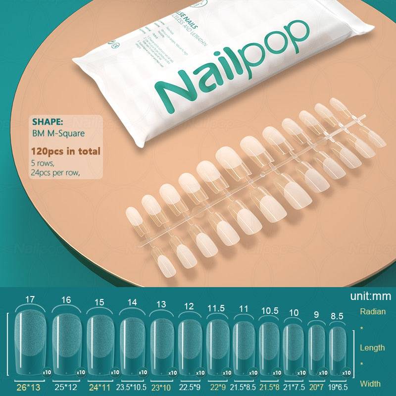 NAILPOP 120pcs False Nails Acrylic Press on Nails Coffin Artificial Nails Clear Fake Nail Tips for Extension Manicure Tool - Quid Mart