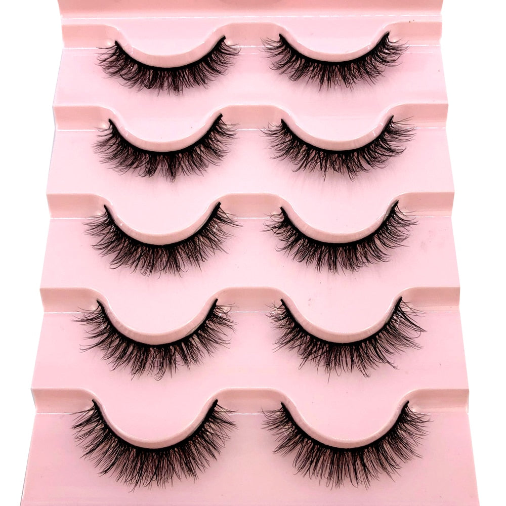 2023 New 5 pairs natural false eyelashes fake lashes long makeup 3d mink lashes eyelash extension mink eyelashes short eyelashes - Quid Mart