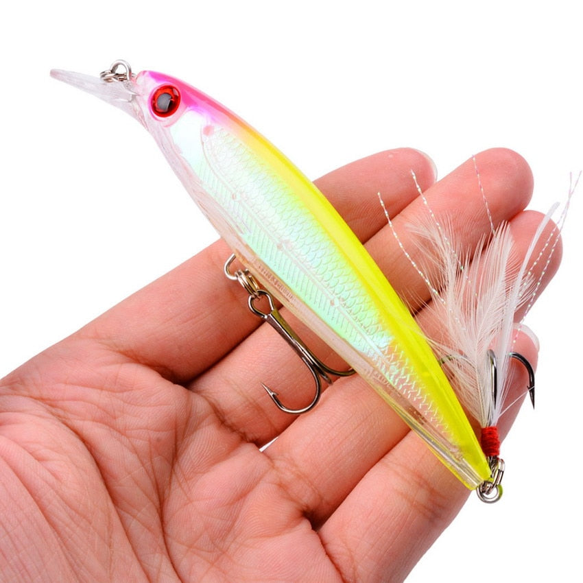 1PCS Laser Minnow Fishing Lure 11CM 13G pesca hooks fish wobbler tackle crankbait artificial japan hard bait swimbait - Quid Mart