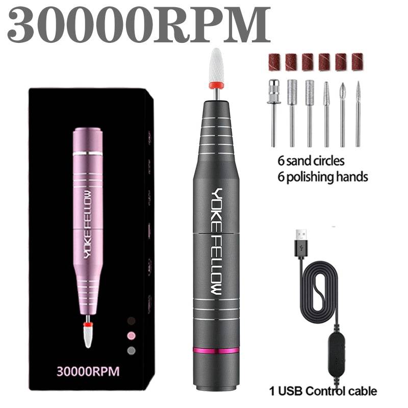 35000RPM Electric Manicure Machine USB Nail Drill For Acrylic Nail Gel Polish Professional E-file Milling Nail Files Salon Tool - Quid Mart