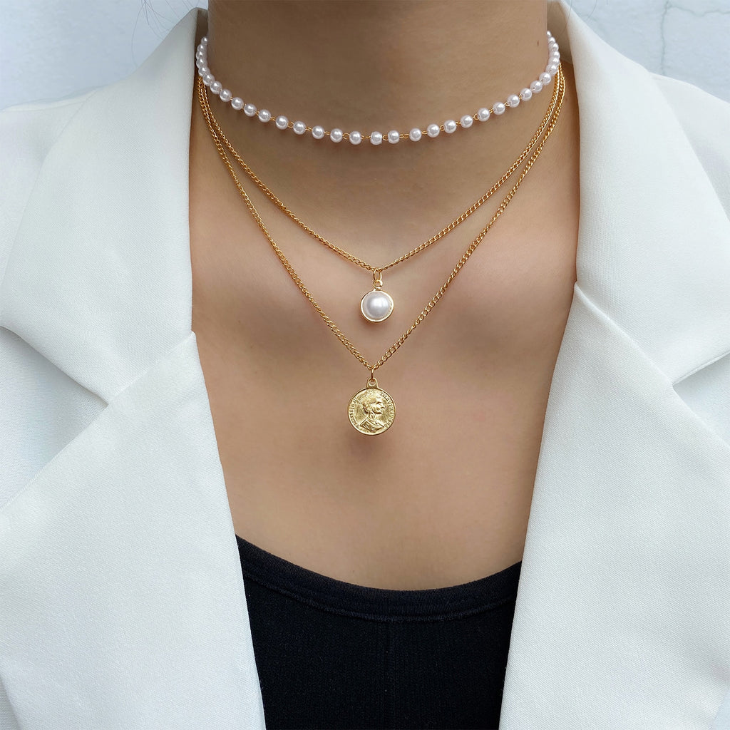 ZOVOLI Dainty Pearl Flower Bow-knot Choker Necklace Long Chain Pearl Heart Coin Pendant Necklaces For Women Fashion Jewelry - Quid Mart