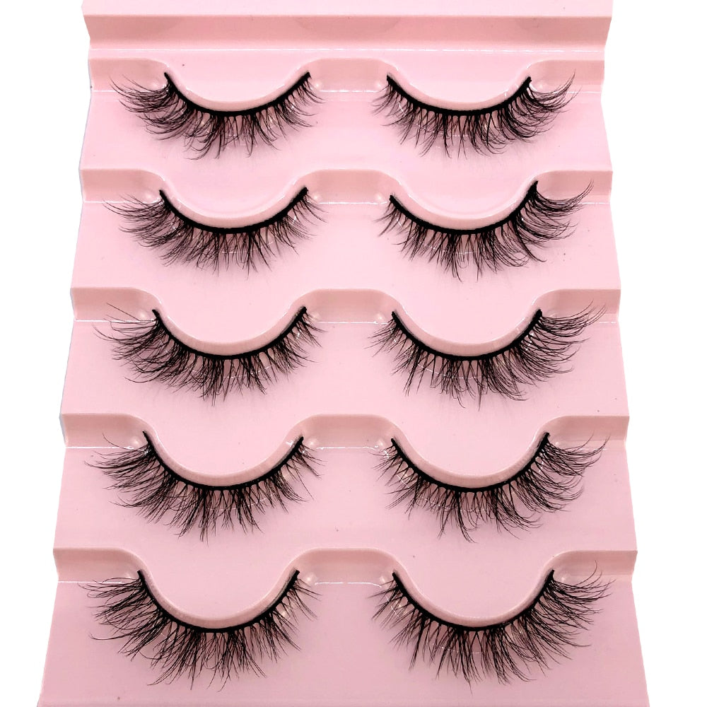 2023 New 5 pairs natural false eyelashes fake lashes long makeup 3d mink lashes eyelash extension mink eyelashes short eyelashes - Quid Mart