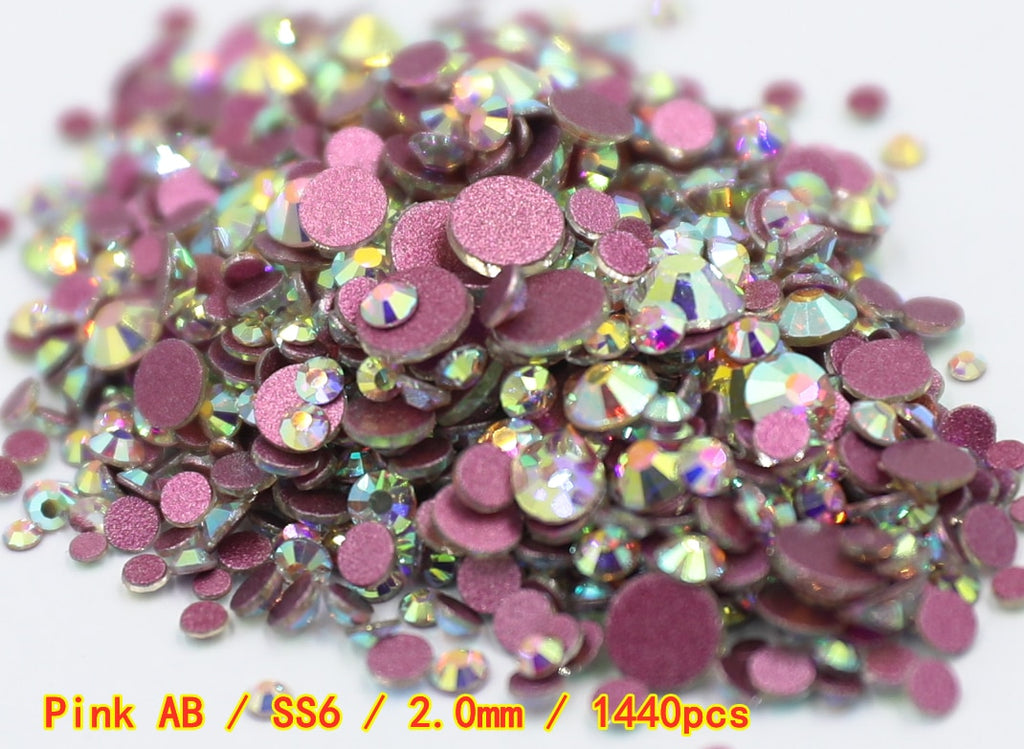 SS3-ss8 1440pcs Clear Crystal AB gold 3D Non HotFix FlatBack Nail Art Rhinestones Decorations Shoes And Dancing Decoration - Quid Mart