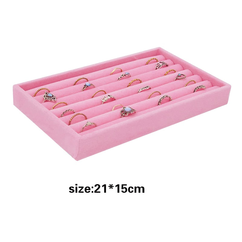 Hot Sales Fashion Portable Velvet Jewelry Ring Jewelry Display Organizer Box Tray Holder Earring Jewelry Storage Case Showcase - Quid Mart