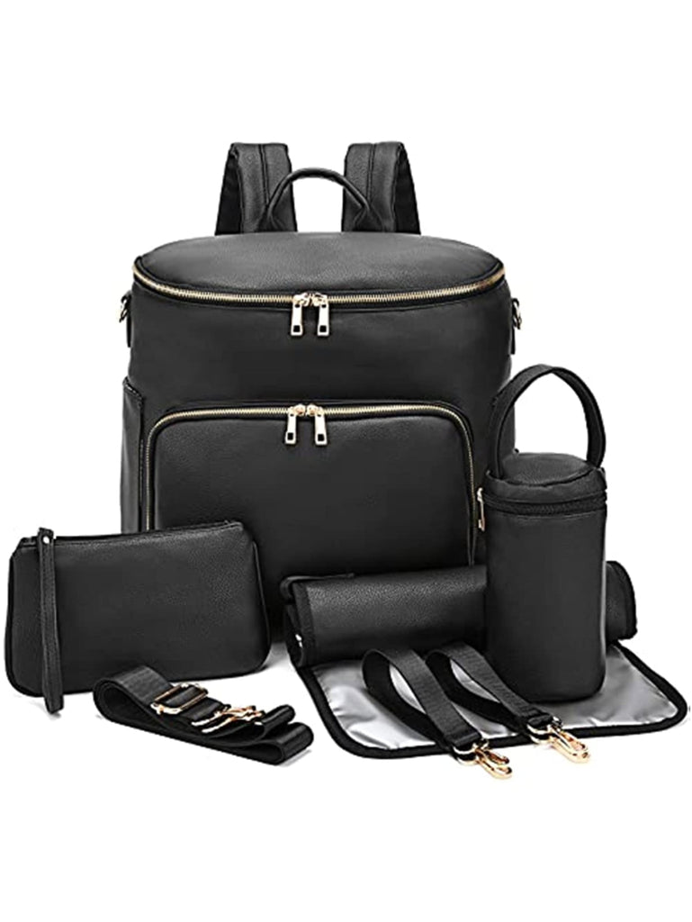 7-in-1 PU Leather Diaper Bag: Stylish, Spacious, and Versatile - Quid Mart