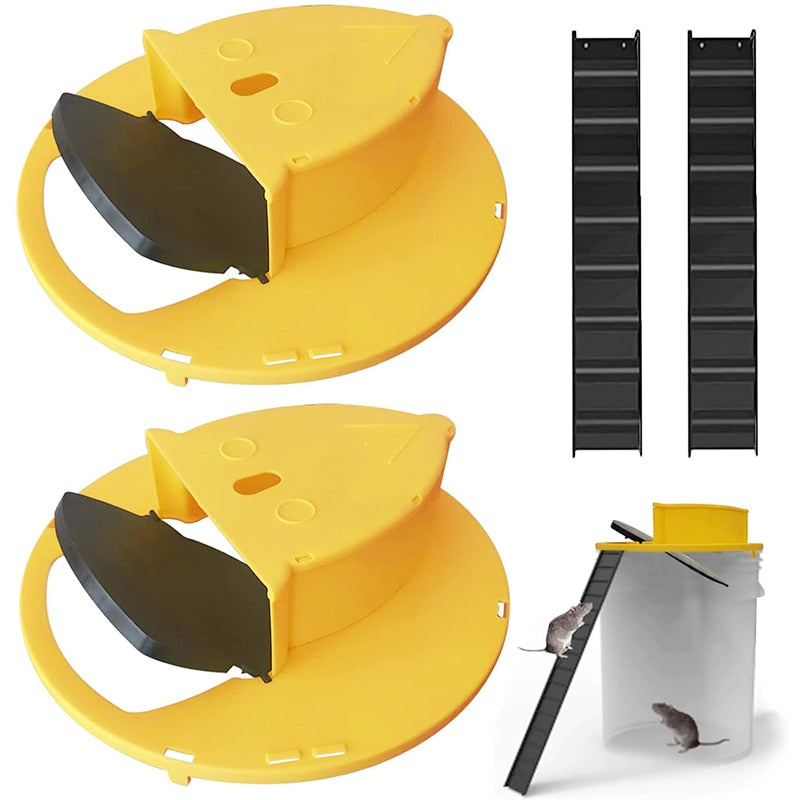 Reusable Mouse Trap Plastic Bucket Lid Rat Traps Humane Or Lethal Mousetrap for Mice Multi Catch Auto Reset Flip Slide Trap Mice - Quid Mart