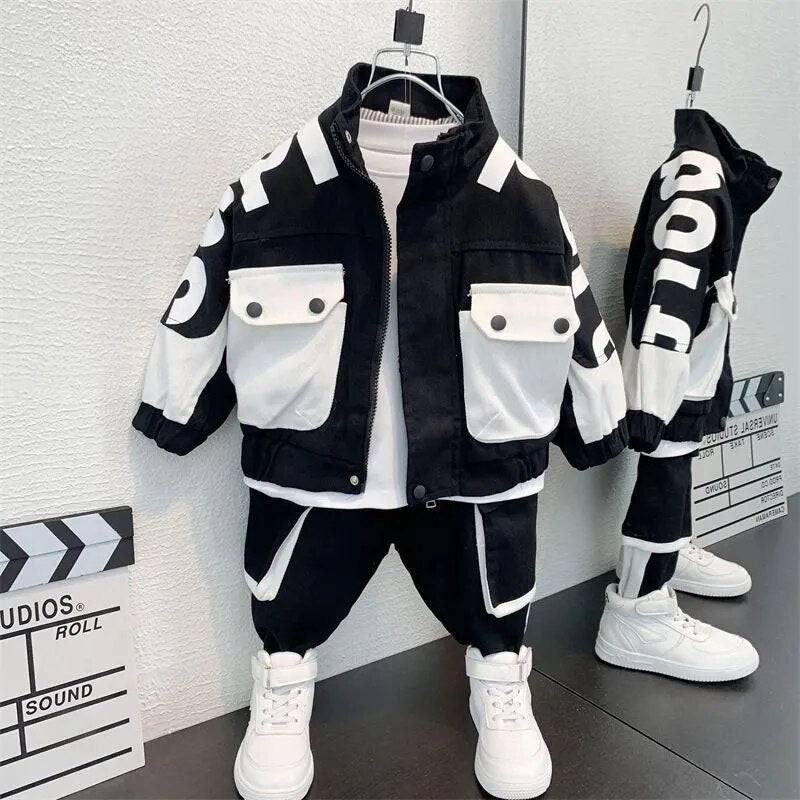 Boys' Spring Autumn Sportswear Set with Jacket and Pants - Quid Mart
