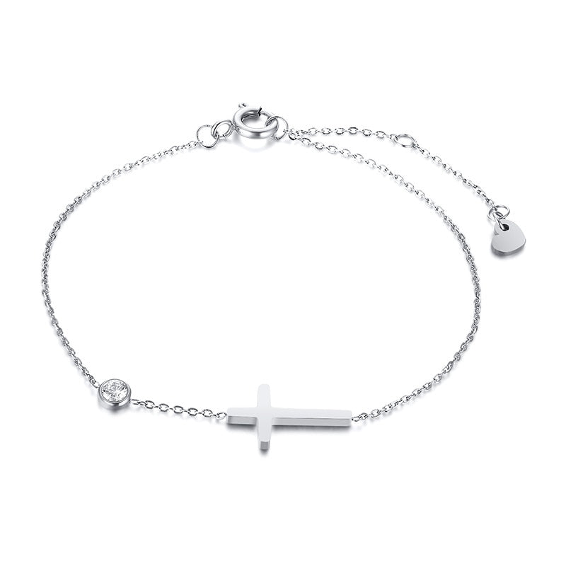 Ultra Thin Chain Link Cross Bracelet Stainless Steel Women&#39;s Adjustable Link Stacked Layered Chain Bracelets - Quid Mart