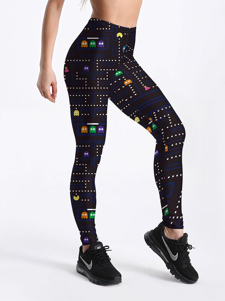 Women's Cartoon Printed Leggings: Ice Cream, God, Horse, Skull, Star - Quid Mart