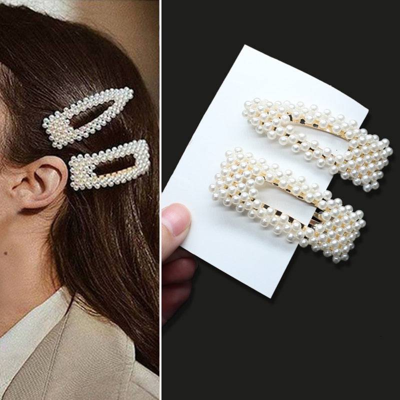 Handmade Pearls Hair Clips Set - Women's Fashion Barrettes - Quid Mart