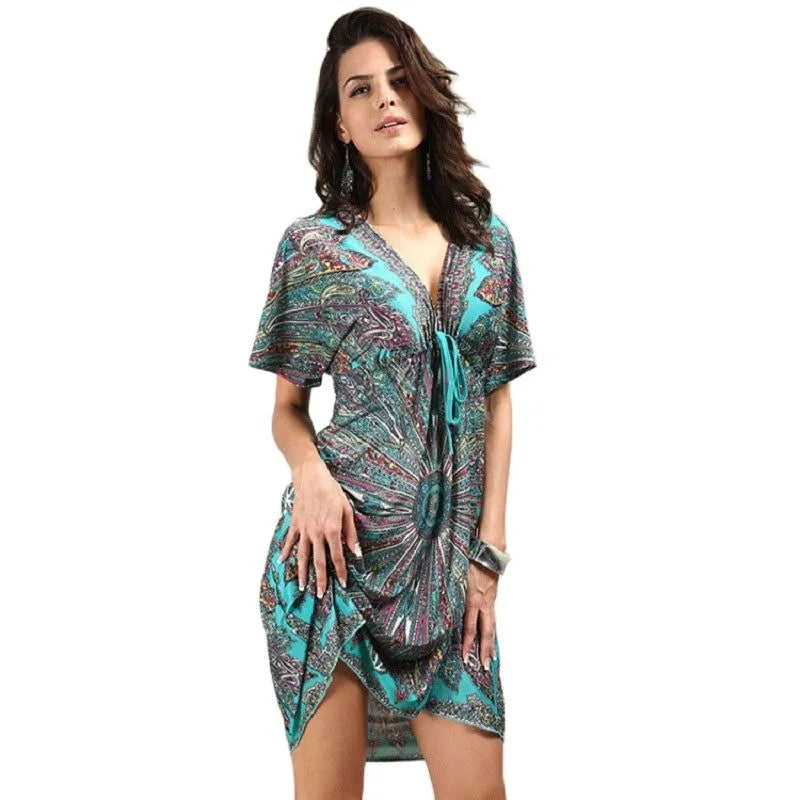 Plus Size Casual Women Dress NEW Summer Print Backless Sundresses Sexy Cheap Silk Clothing Extra Large Beach Style Free Shipping