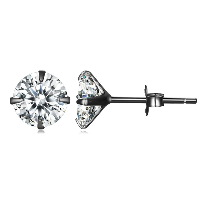 bamoer CZ Stud Earrings 925 Sterling Silver Platinum Plated Round Cubic Zirconia Hypoallergenic Earrings 4mm 5mm 6mm 7mm BSE166 - Quid Mart