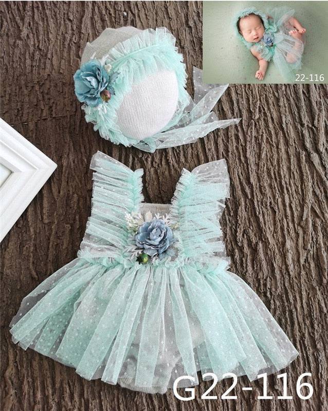 Newborn Baby Photo Props: Lace Romper & Hat Set - Quid Mart