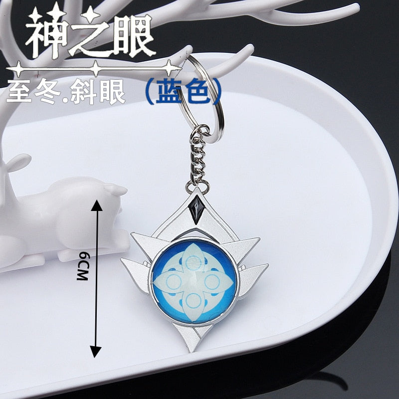 Game Genshin Impact Vision Lnazuma Ganyu Keqing Wendi Xiao Keychain Luminous 7 Element Weapons Eye Of Original God Toy KeyRing - Quid Mart